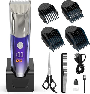 Apiker Professional Hair Trimmer Men's with Ultra Sharp Ceramic Blade, 4 Comb Attachments, Men's Hair Trimmer with LED Display, Long Hair Trimmer USB Rechargeable, Cordless Trimmer