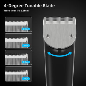 Apiker Professional Hair Trimmer Men's with Ultra Sharp Ceramic Blade, 4 Comb Attachments, Men's Hair Trimmer with LED Display, Long Hair Trimmer USB Rechargeable, Cordless Trimmer