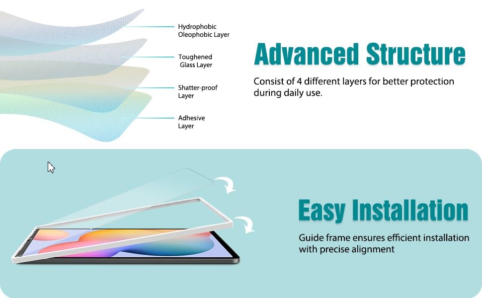 2 Pack Screen Protector for Samsung Galaxy Tab S6 Lite 10.4 inch (2024/2022/2020) with Alignment Frame, HD Tempered Glass for Samsung Tablet S6 lite