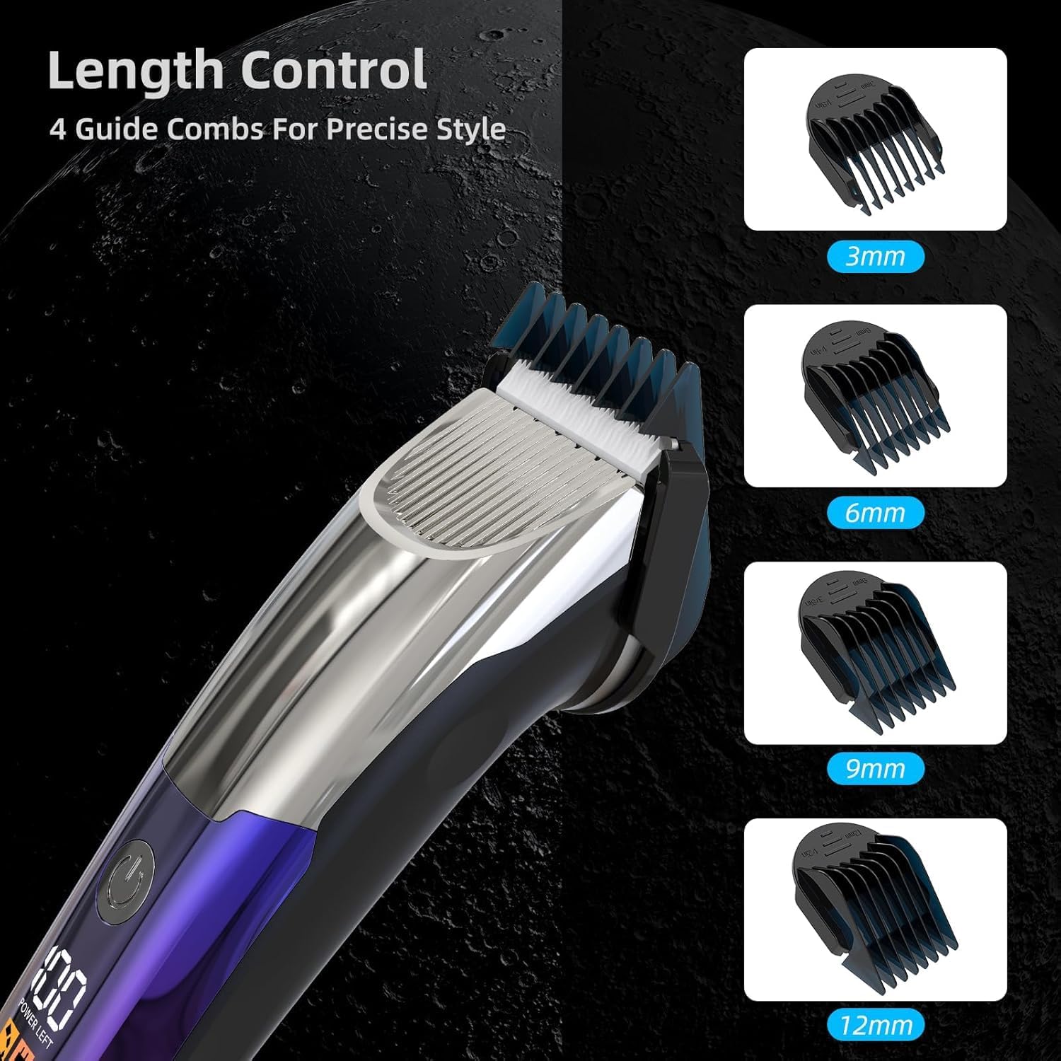 Apiker Professional Hair Trimmer Men's with Ultra Sharp Ceramic Blade, 4 Comb Attachments, Men's Hair Trimmer with LED Display, Long Hair Trimmer USB Rechargeable, Cordless Trimmer
