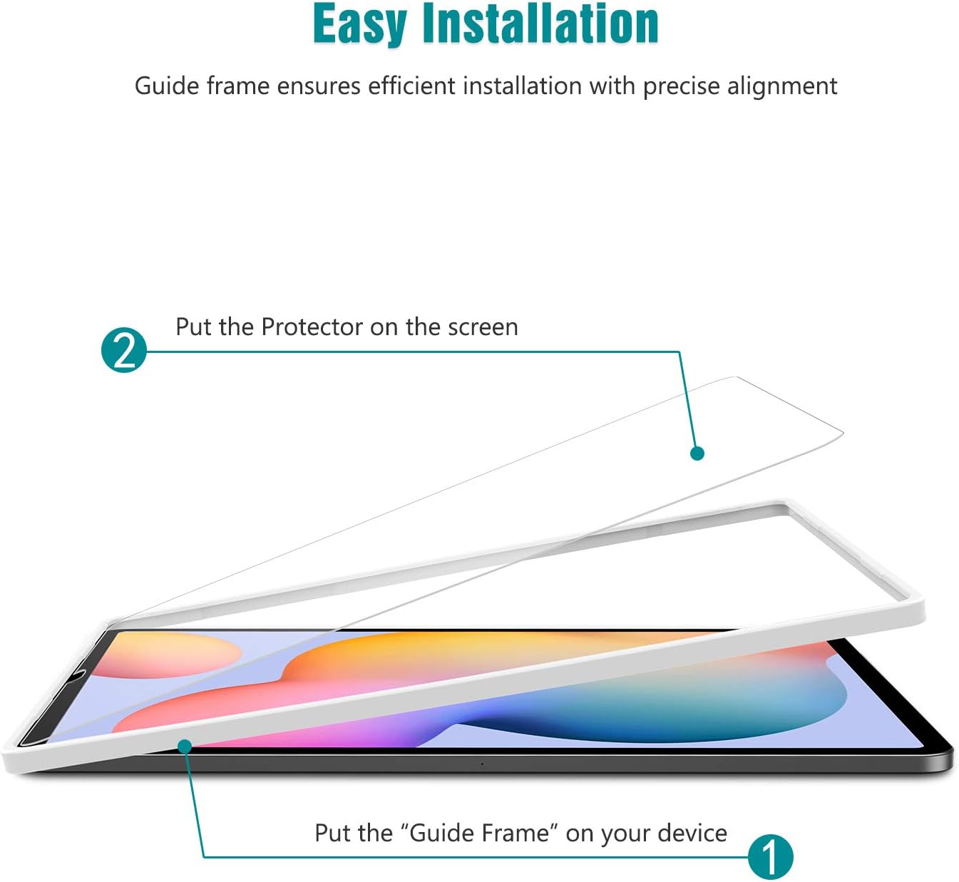 2 Pack Screen Protector for Samsung Galaxy Tab S6 Lite 10.4 inch (2024/2022/2020) with Alignment Frame, HD Tempered Glass for Samsung Tablet S6 lite