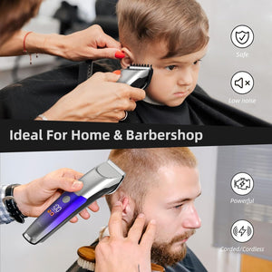 Apiker Professional Hair Trimmer Men's with Ultra Sharp Ceramic Blade, 4 Comb Attachments, Men's Hair Trimmer with LED Display, Long Hair Trimmer USB Rechargeable, Cordless Trimmer