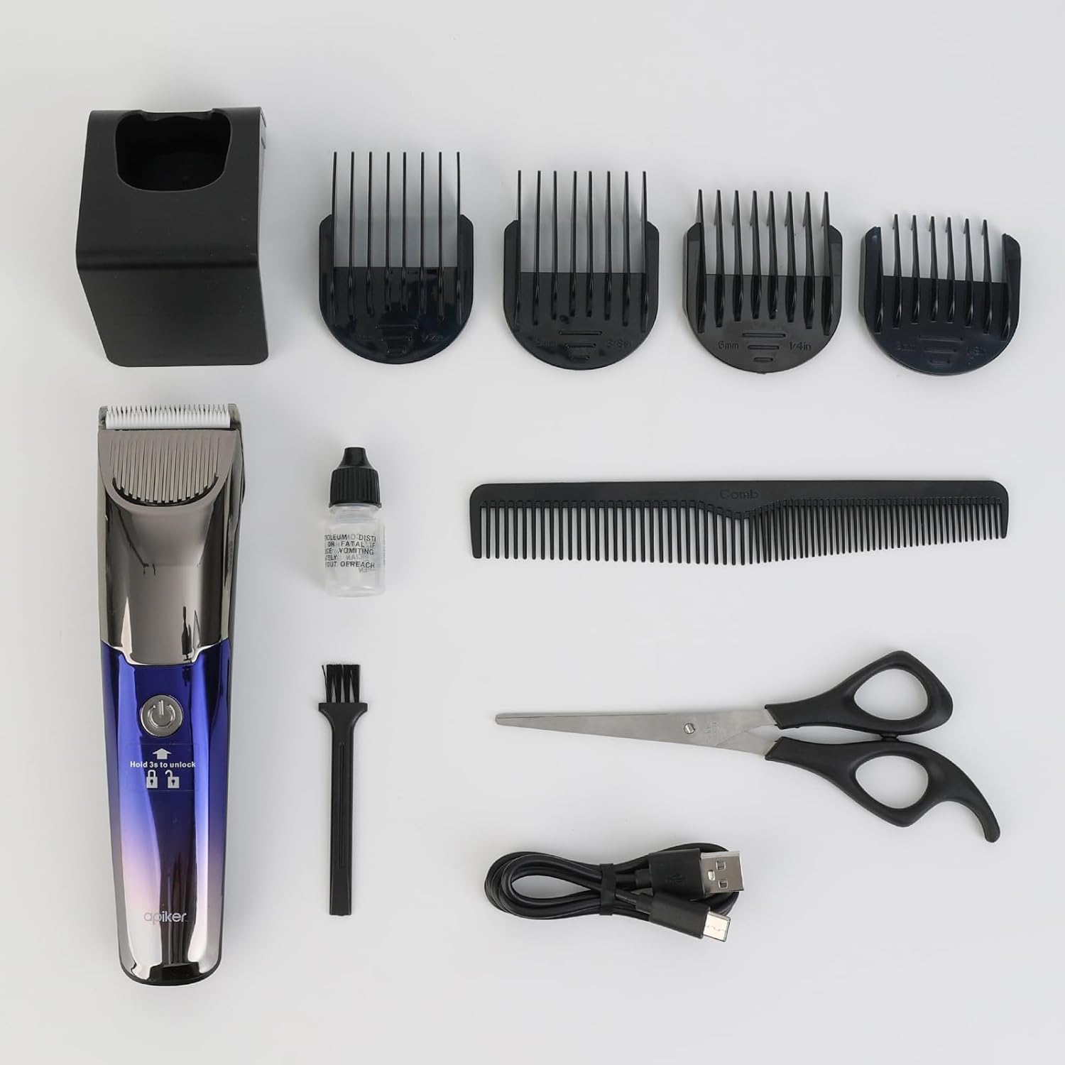 Apiker Professional Hair Trimmer Men's with Ultra Sharp Ceramic Blade, 4 Comb Attachments, Men's Hair Trimmer with LED Display, Long Hair Trimmer USB Rechargeable, Cordless Trimmer