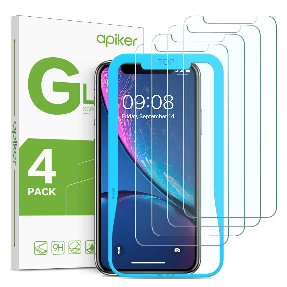 4 Pack] Screen Protector for iPhone XR, apiker Tempered Glass Screen –