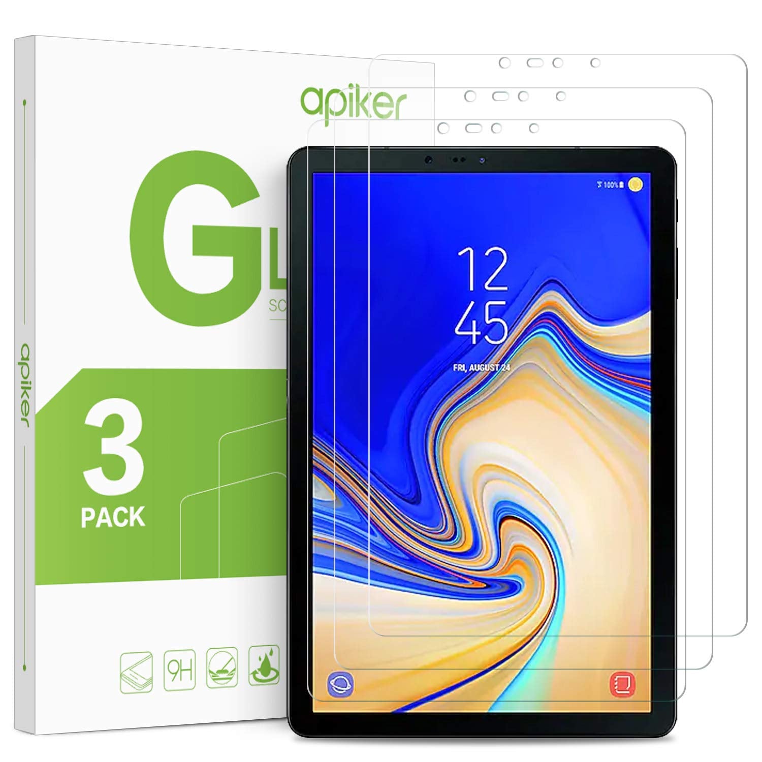 apiker [3 Pack] Galaxy Tab S4 Screen Protector, Tempered Glass Screen Protector for Samsung Galaxy S4 10.5 Inch - Work with S Pen