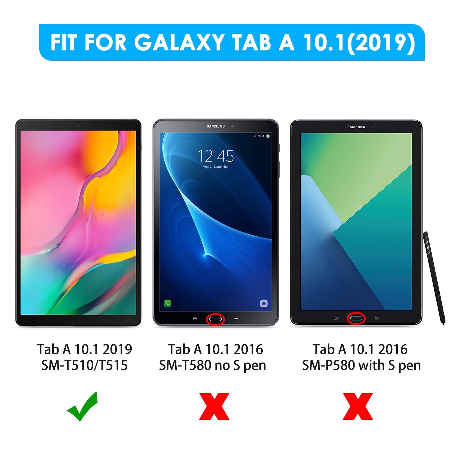 [2 Pack] 2019 Galaxy Tab A 10.1 Screen Protector, apiker High Definition Tempered Glass Screen Protector for Samsung Galaxy Tab A 10.1 SM-T515 / T510